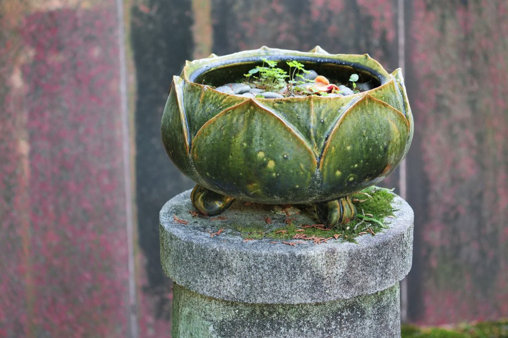 Lotusgefäß von KATO Juudai im Garten des Unkouji